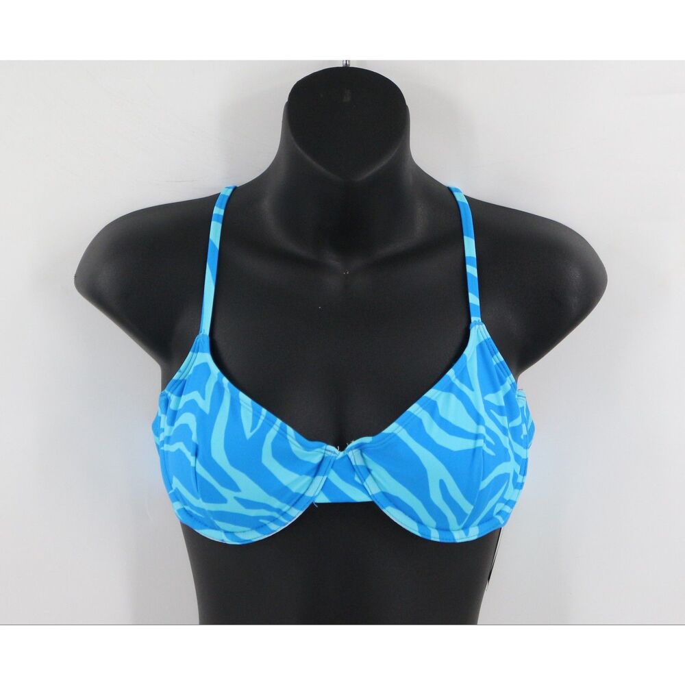 Sports Illustrated X Back Underwired Bikini Top Azure Blue Size Large